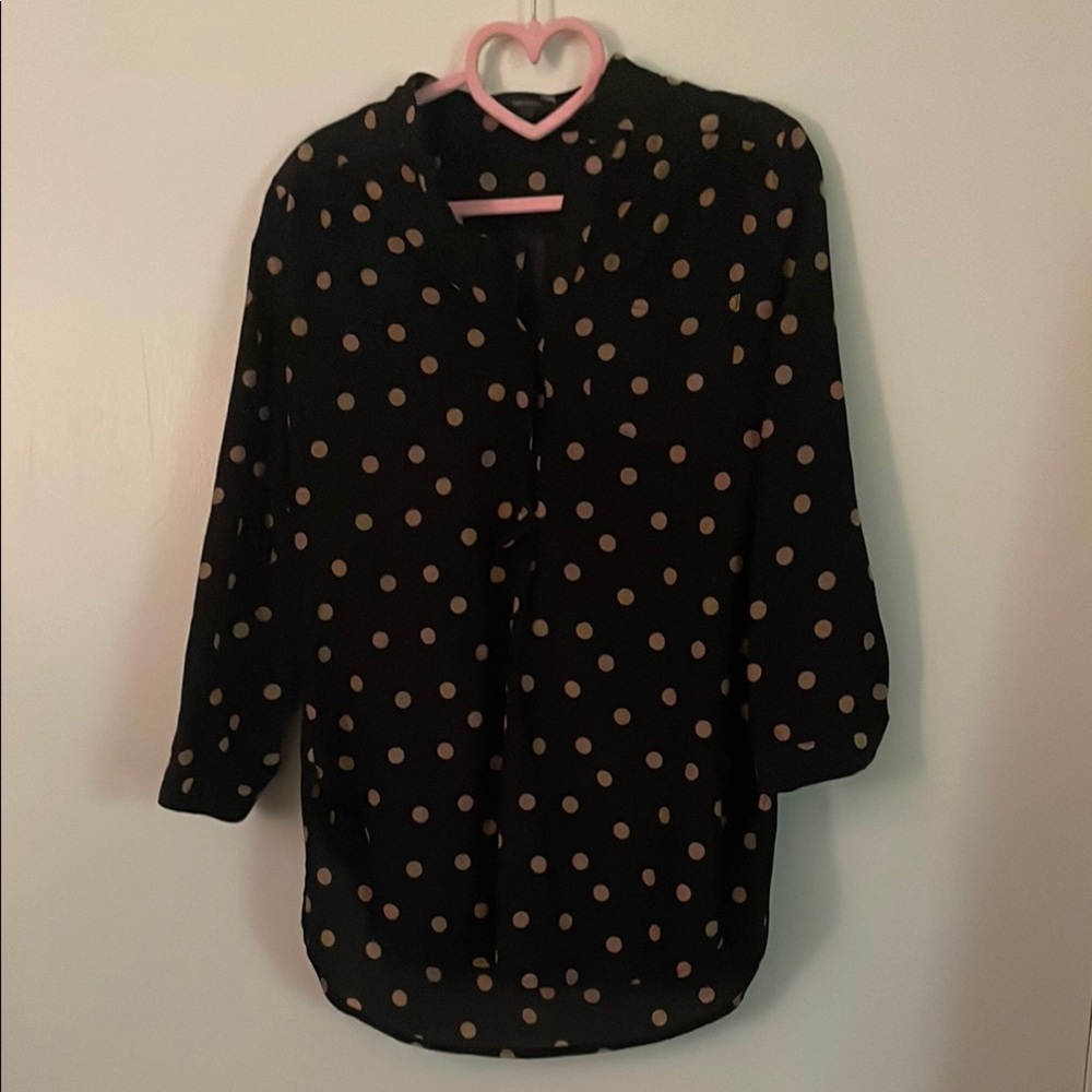 Black and Tan Polka Dot Women's Top